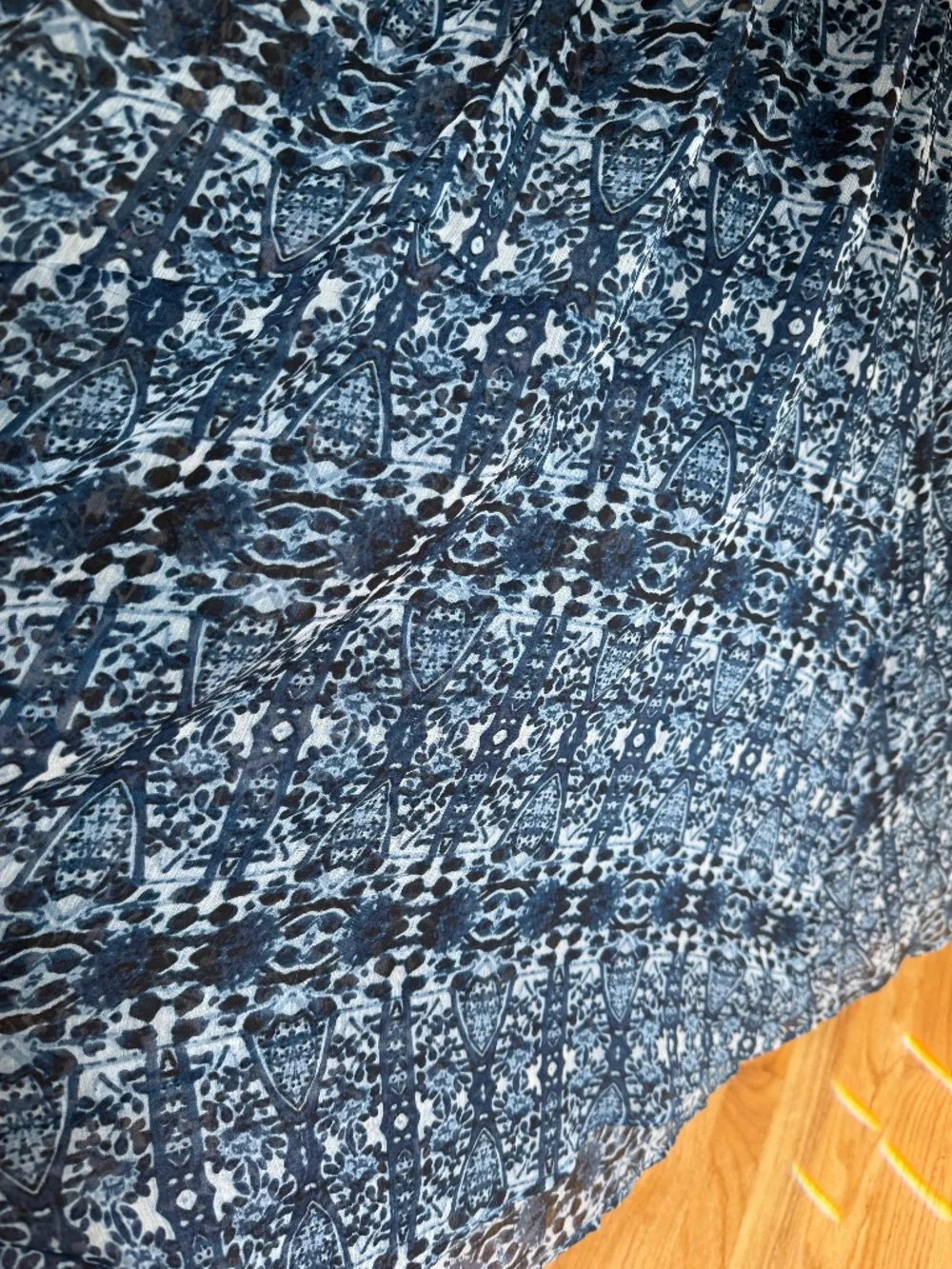 Abercrombie and Fitch mixed blue Boho Maxi dress Aztec Batik Print Sheer Medium